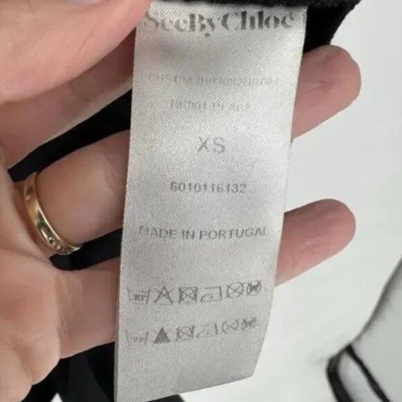 SEE BY CHLOE Cotton Yoke Step Hem Embroidery/Aplique Black KneeMid Dress XS $375 - Picture 14 of 15